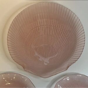 Vintage Laslo Mikasa Pink 11” Shell Ribbed Glass Plate